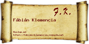 Fábián Klemencia névjegykártya